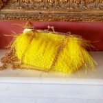 Yellow Feathers Crochet Purse