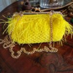 Yellow Feathers Crochet Purse
