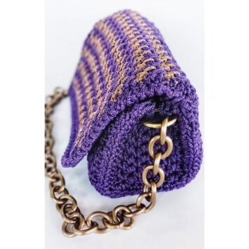 Purple and Bronze Crochet Shoulder Bag