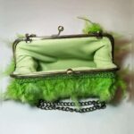 Green Feathers Crochet Purse