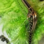 Green Feathers Crochet Purse